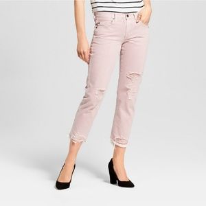 Mossimo Distressed Cropped Pink Boyfriend Jeans